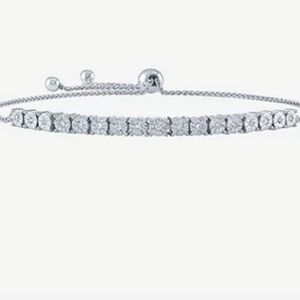 NWT 1/10 CT. T.W. Genuine White Diamond Sterling Silver Bolo Bracelet